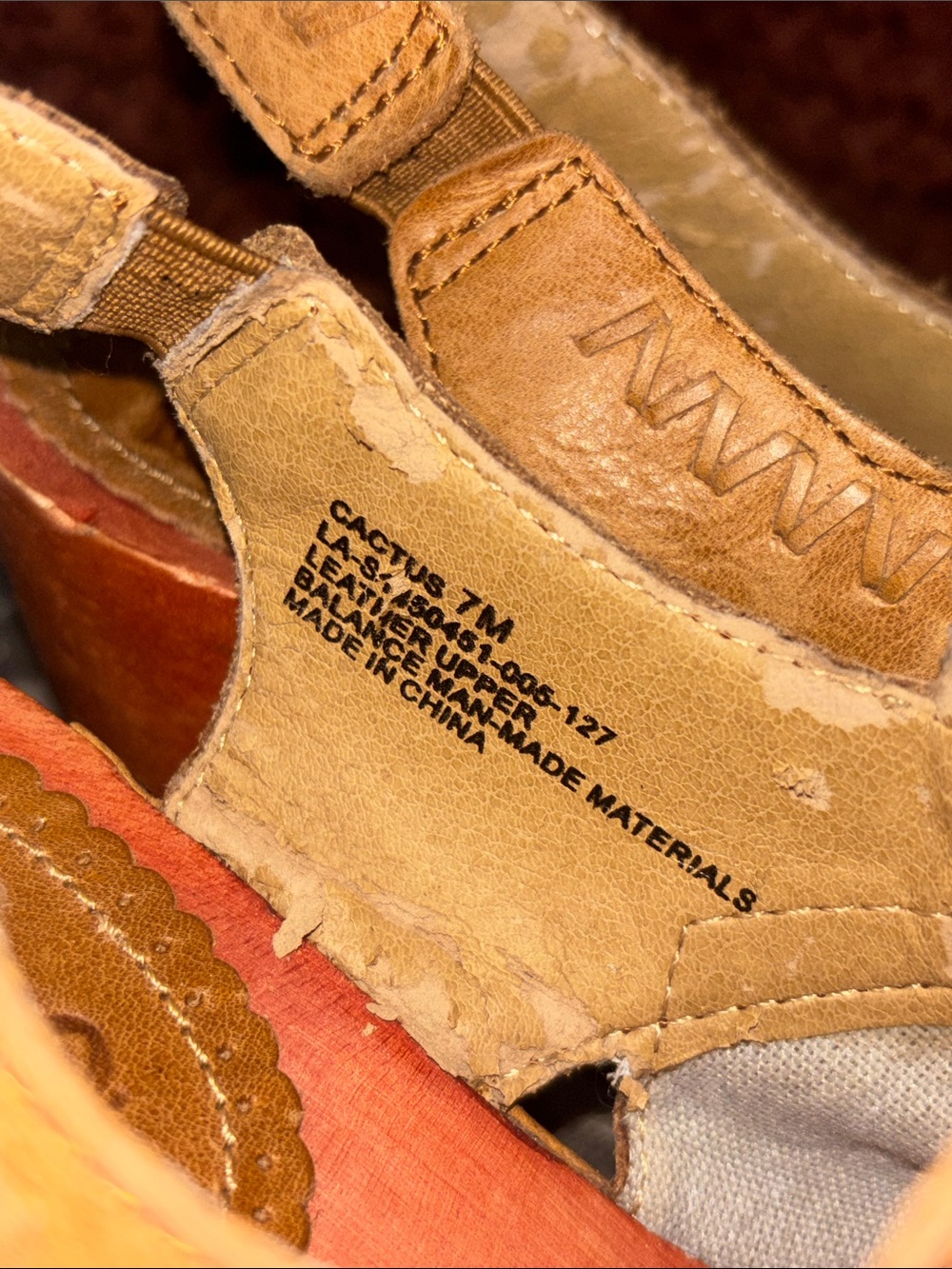Latigo tan leather lace platform mule western fringe round toe wood heel size 7 - Picture 13 of 14
